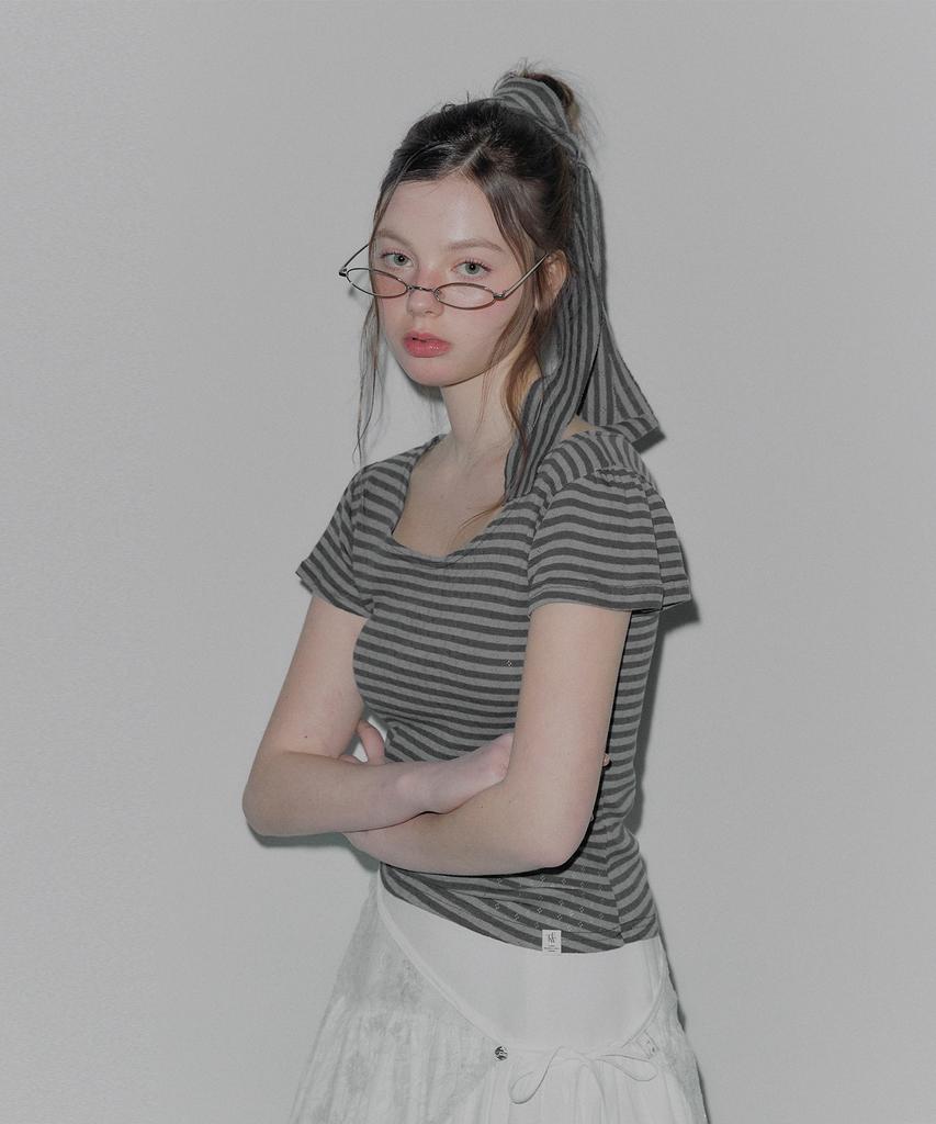 Teuwi Deaden Stripe Jacquard Short Sleeve T-Shirt (Strap Set)