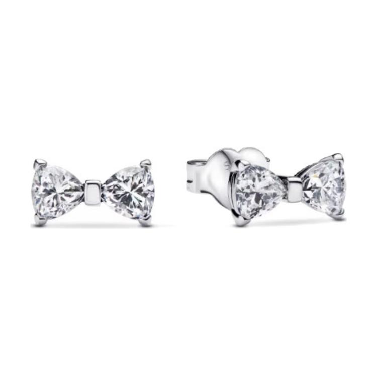 Pandora Solid Color Bow Shaped 925 Silver Earrings Women earrings 293542CO1 Box