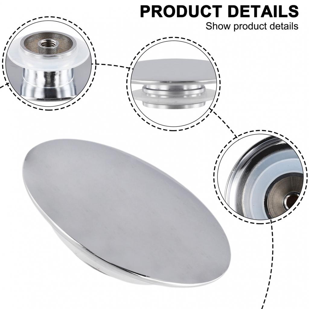 66mm Silver Chrome Basin Waste Pap-Up Sink-Plug Cap Click Clack Push-Button