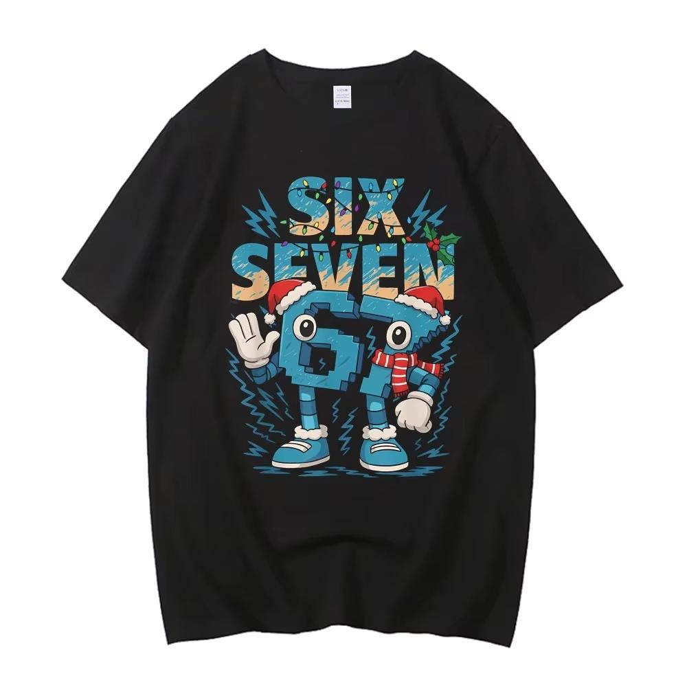 

2026 Vintage SIX SEVEN 67 Split Number Mascot TShirt Unisex Kids Adult Casual Cotton Graphic Tee Retro Distressed Print Tops S
