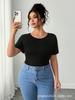 Elegant Plus Size Short Sleeve Slimming T-shirt with Bow Decoration