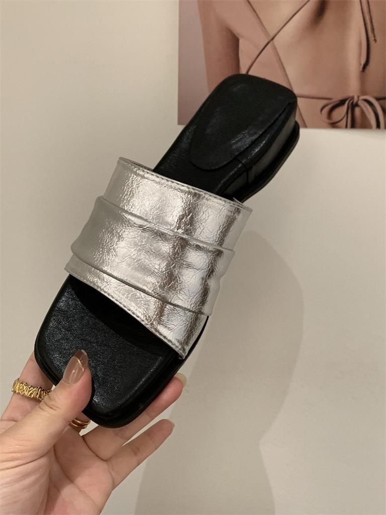 Slope heel platform one-word slippers linen sandals women's shoes summer beach shoes cool slippers casual women's shoes outer wear