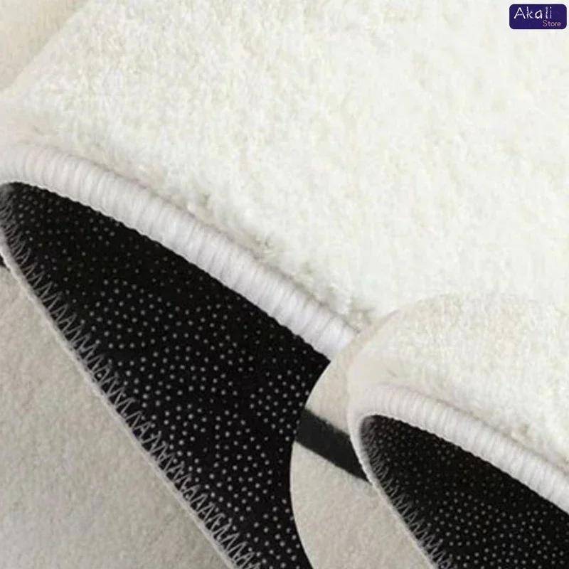 Cartoon Black and White Coal Balls Soft Fluffy Carpet Water Absorbent Non-slip Home Decorative Mat Living Room Bedroom Entry Mat