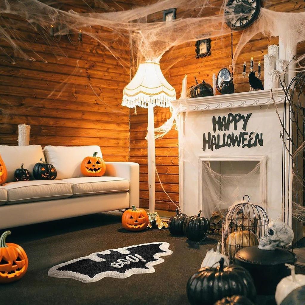 80x40cm Halloween Bat Door Mat Halloween Outdoor Bat Rug Goth Decor Absorbent Soft Carpet Seasonal Home Decorations for Bathroom