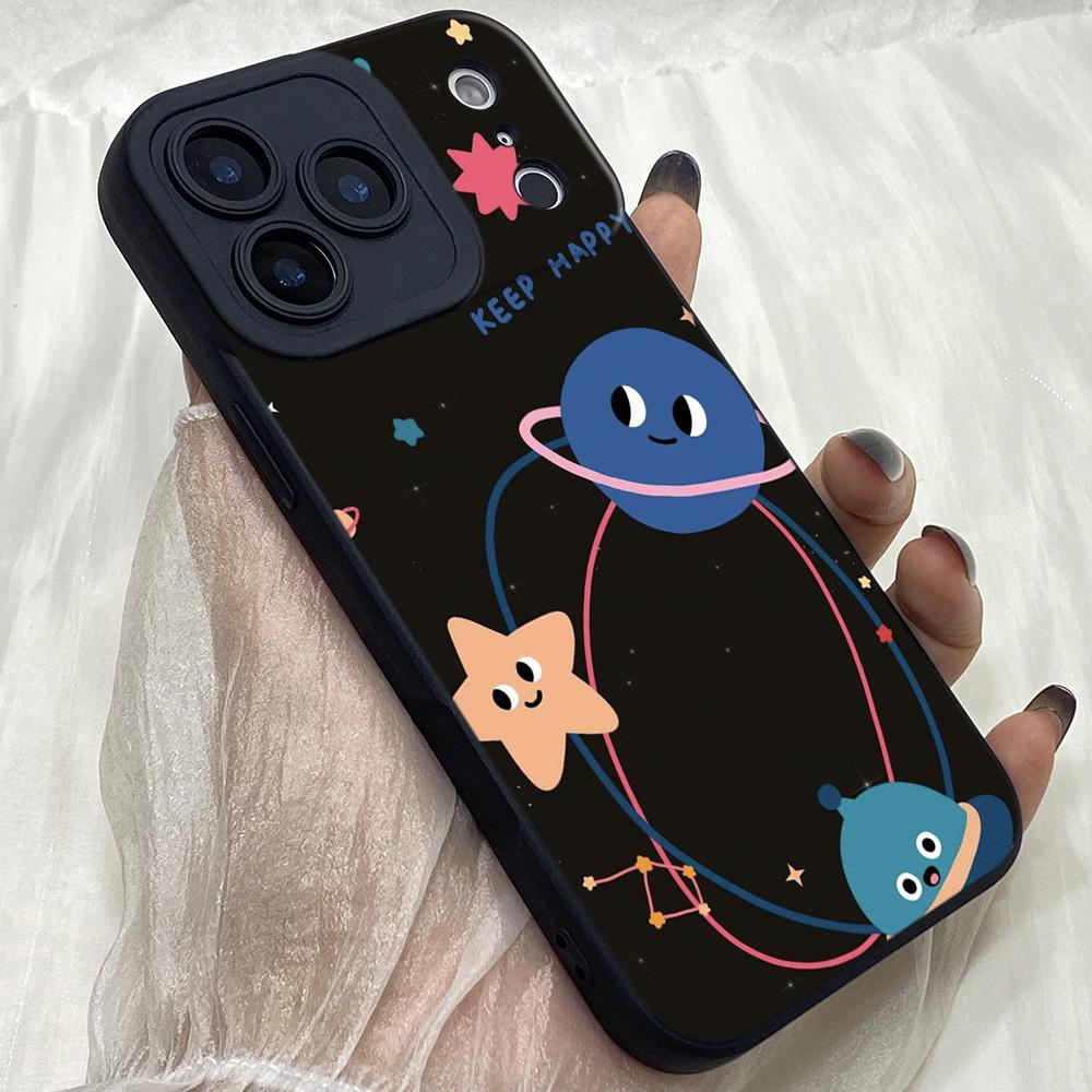 

M447 Cute Art little astronaut in space Angel Eyes Soft Phone Cases for iPhone Samsung Galaxy Xiaomi Rdemi Huawei Honor Infinix Realme OPPO All Model Vivo Y400 PRO 5G чорний