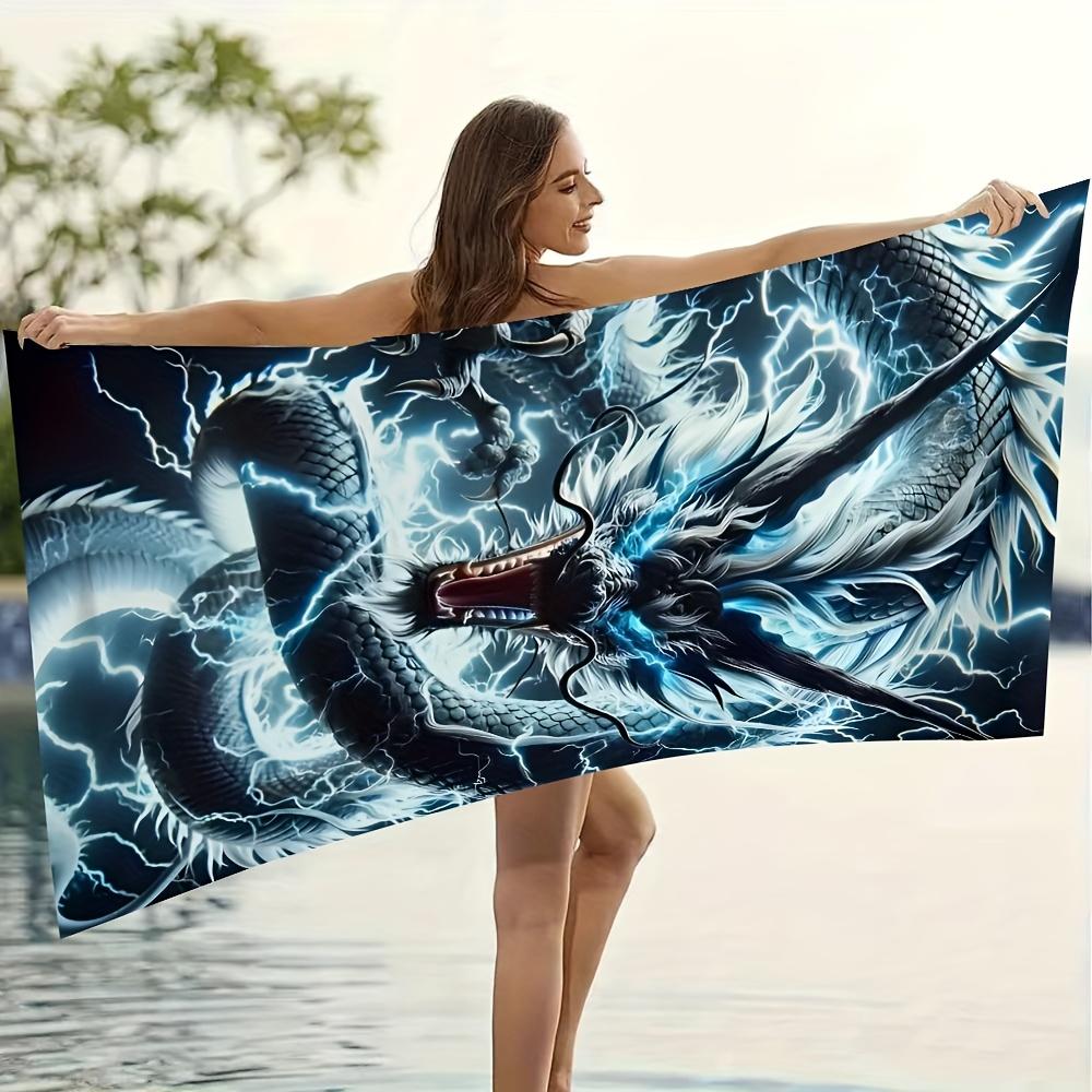 1 Stück Extra Groß 3 Größenoptionen Blitzdrachen-Design Strandtuch - Weiches, Saugfähiges & Schnelltrocknendes Polyester für Pool, Camping