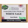 Bless-International White Sage 100%-Natural-Incense-Cones Handmade-Hand-Dipped Organic-Chemicals-Free for-Purification-Relaxation-Positivity