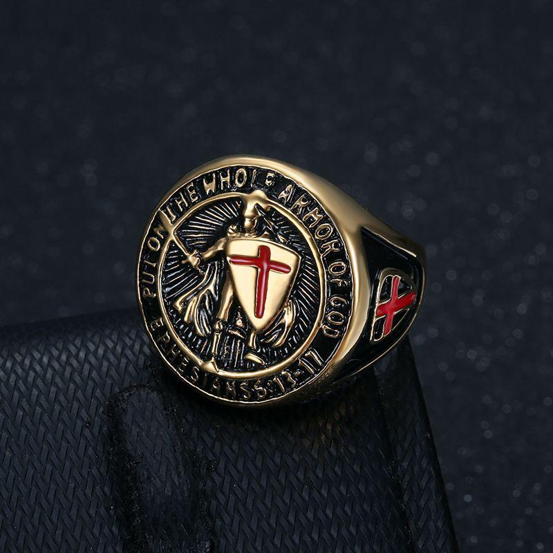 Vintage Cross Ring for Men Hiphop Jewelry Gold Silver Street Wear Accessory Punk Titanium Steel Finger Ring for Male