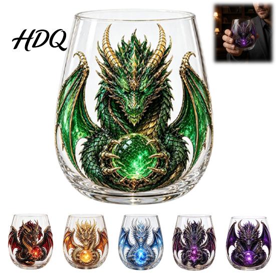 Bar Display Collection Items Mythic Dragon Glass Art Cup 3D Sculpted Drinking with Crystal Ball Unique Whiskey Tasting Cups 400ml Fantasy
