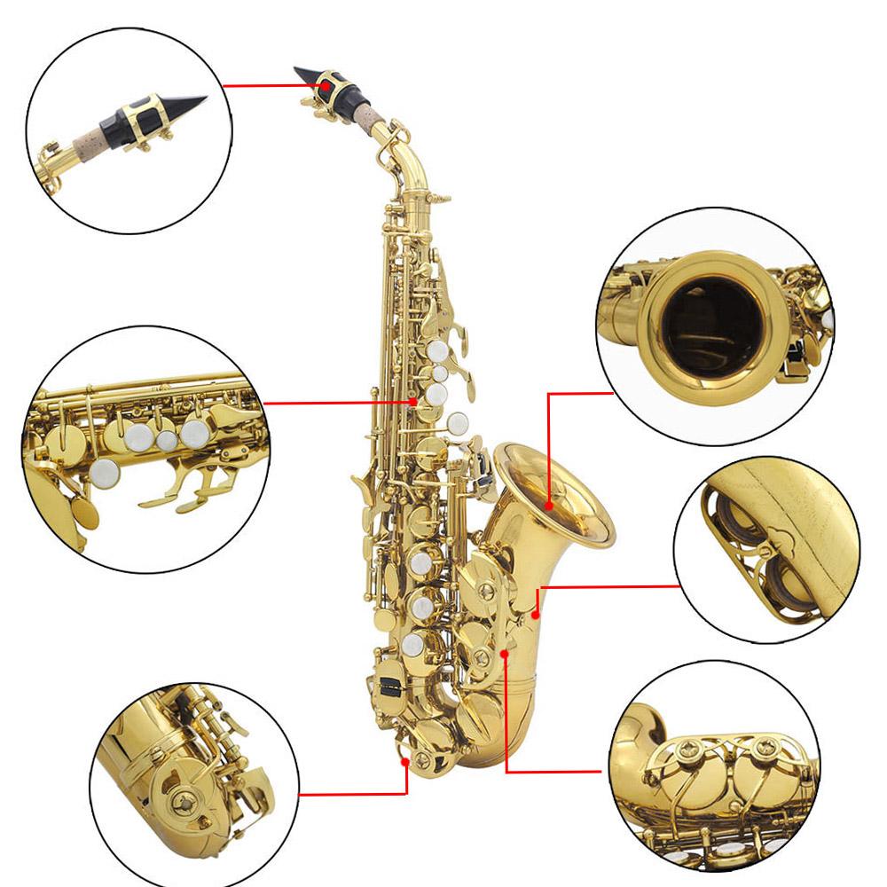 Brass Golden Carve Pattern Bb Bend Althorn Soprano Saxophone Sax Pearl White Shell Buttons Wind Instrument with Case