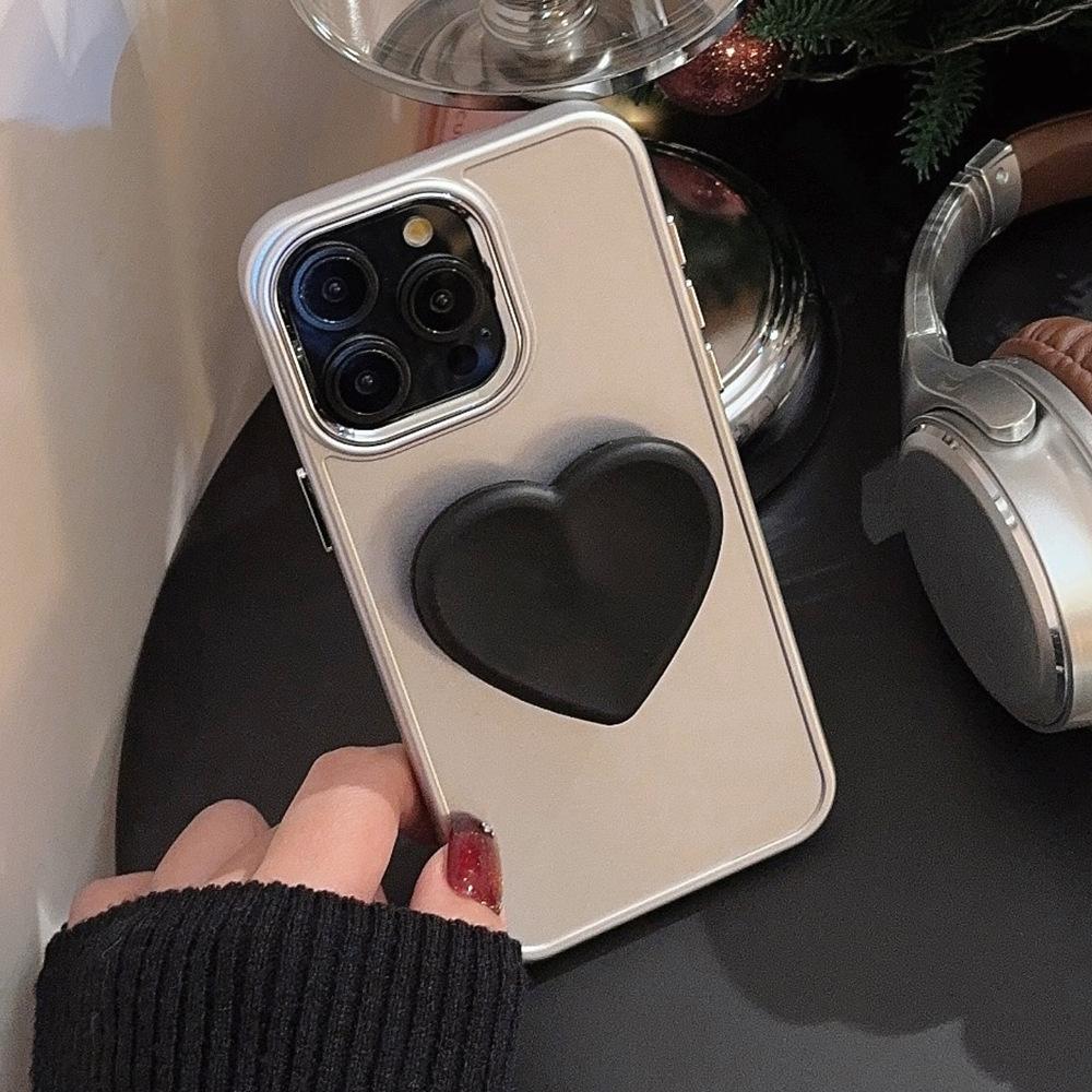 Black Love Stand 17promax Mobile Phone Case Apple IPhone 16 High end Sense 11 Suitable for 12 Electroplating 15 Soft