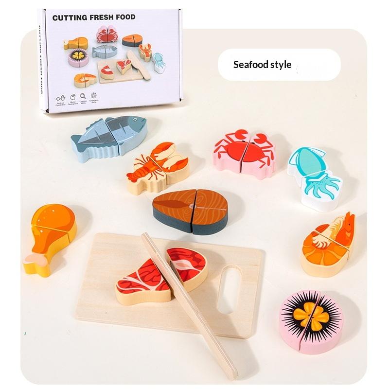 

1 Set Simulation Cutting Fruit Food Game Play Kitchen Accessories Montessori Educational Toys For Kids Wooden Pretend Toy