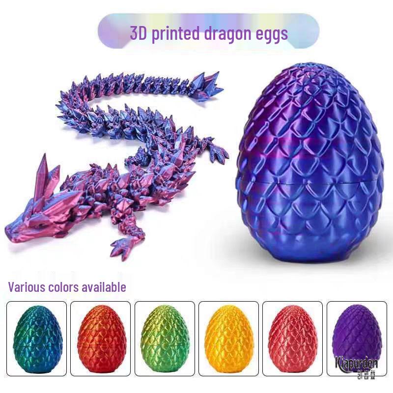 3D Printed Crystal Dragon Figurine with Movable Joints - Perfect Children's Birthday Gift