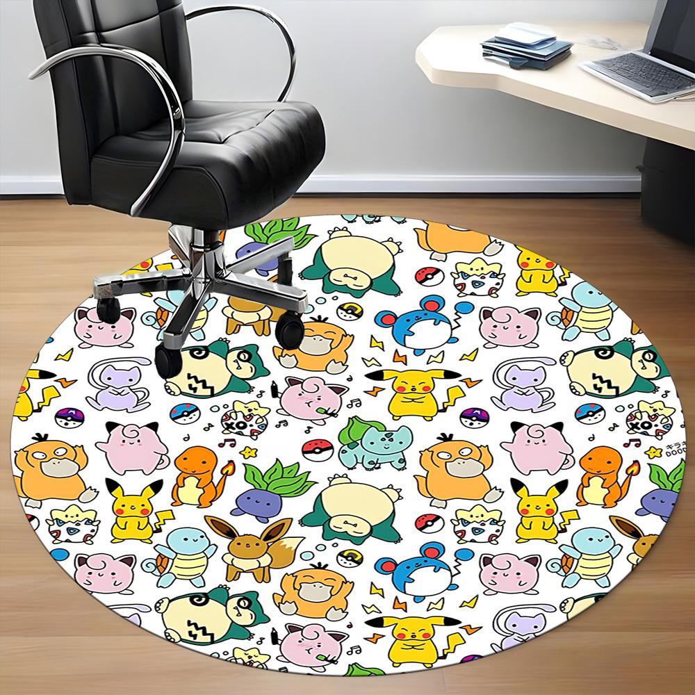 1pc Pokemon Chair Carpet for Office Non Slip, Machine Washable Rug for Office, Room Holiday Decor for Christmas, Birthday Polyester