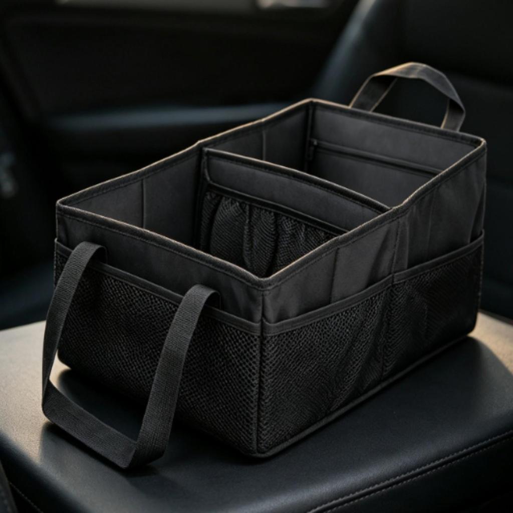 Foldable Car Organizer with Side Pockets Wear-Resistant for Travelers, Commuters