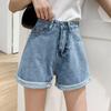 Comfortable Skinny Fashionable and Versatile High-waisted Denim Shorts Female Summer Loose Thin Casual Wide-legged Rolled Straight A-line Pants