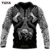 Gensere for menn 3D Print Vikings Classic Wolf Herre Hettegensere Jakke Vår Høst Mote Gensere Hip Hop Punk Oversized Clo
