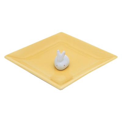 Nippon Kodo Ceramic Incense Plate Rabbit Incense Stand & (Yellow)