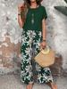 1116 New European and American Fashion High-Quality Short Sleeve Shoulder T-Shirt and Long Pants Set WA11+MR16