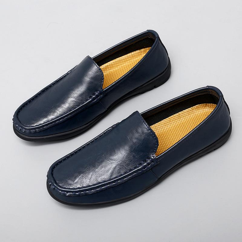 2025 Men s Slip-on Leather Moccasins: Large Size, Soft Sole, Casual Driving Shoes 38
