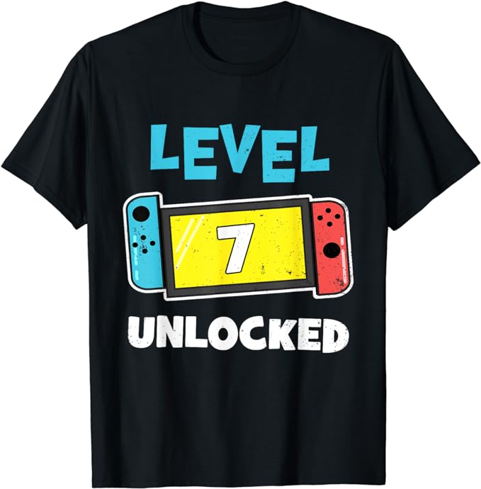 Level 7 Unlocked Awesome Since 2017 7th Birthday Gaming TShirt Gamer 7 Year Old Birthday Gift Video Game Lovers Tee Fashion Top