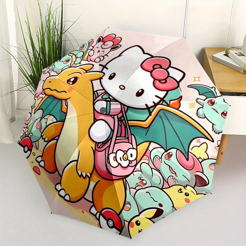 1pc Flying Dragon and Hello Kitty Pattern Umbrella, Fashionable, Personalized, High-Value Folding Umbrella, a Must-Have for Summer, 8-Rib Durable Iron