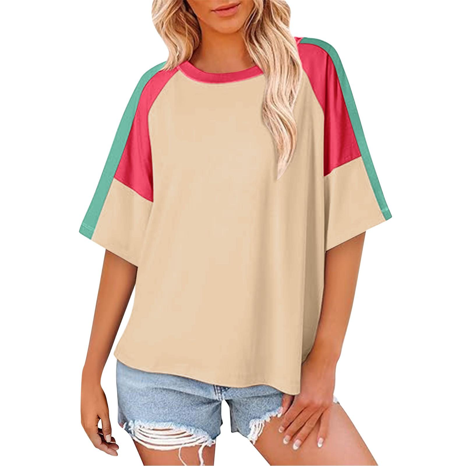 

Женская свободная повседневная футболка с круглым вырезом и короткими рукавами, с карманами и короткими рукавами, футболка, топ XXL бежевый