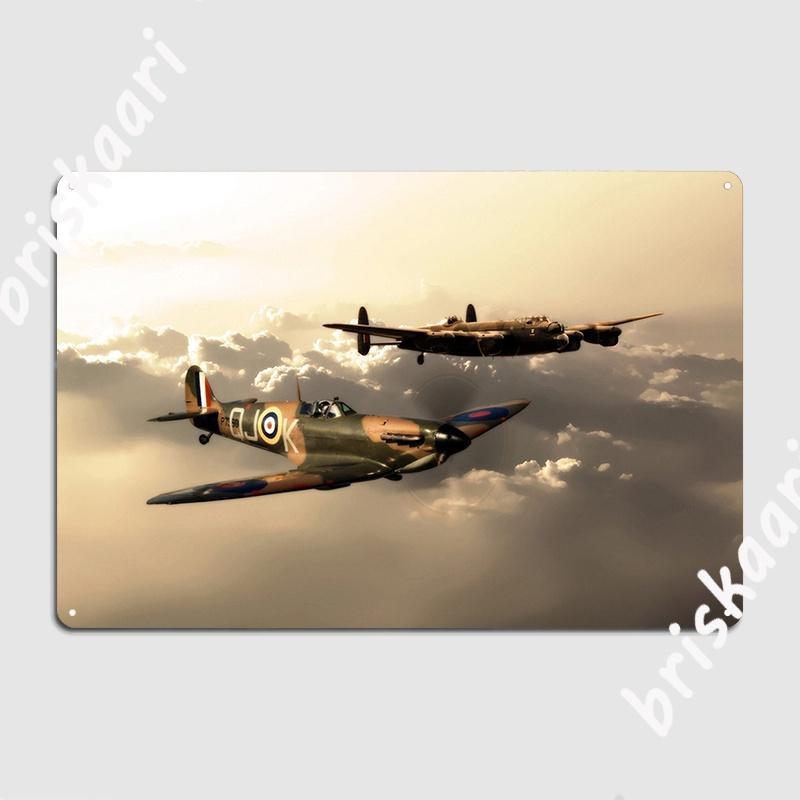 Bbmf Spitfire And Lancaster Metal Sign Create Plaques Pub Garage Club Party Tin Sign Poster 20x30cm