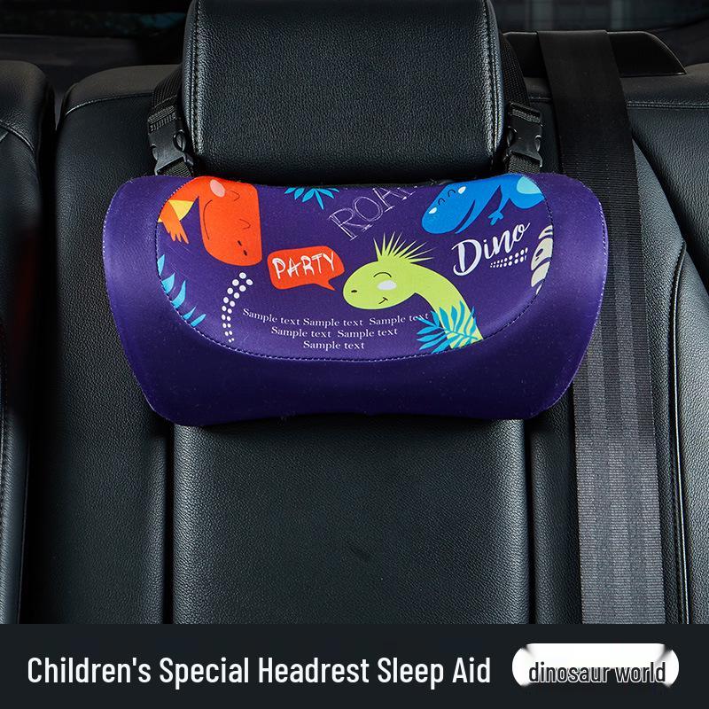 Children's Cartoon Memory Foam Car Neck and Lumbar Pillow Set for Headrest and Rear Seat
