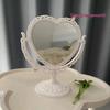 Korean Style Heart-Shaped Double-Sided Retro Makeup Mirror with Small European Desktop Design