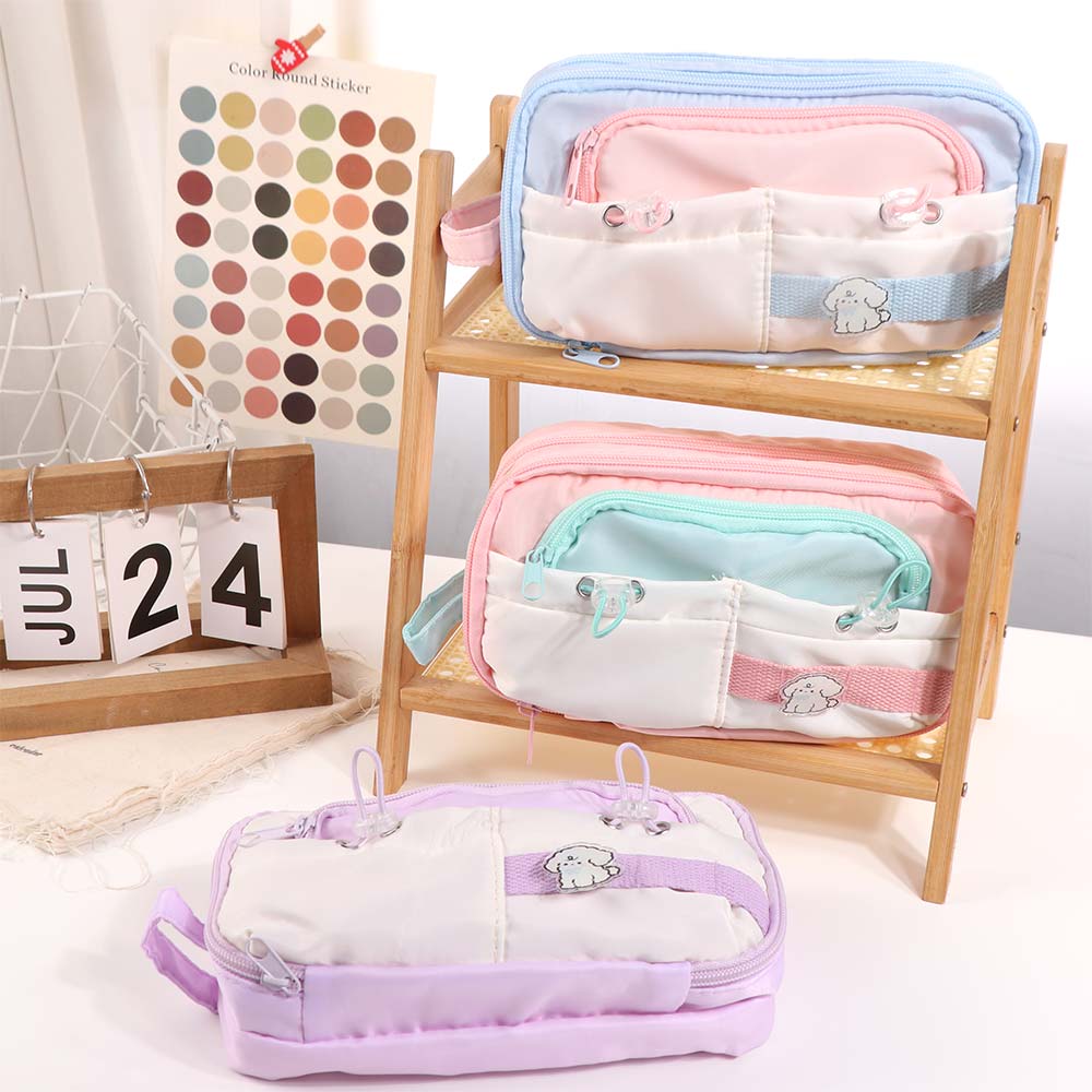 Flip Style Cute Pencil Pouch Multi-layer Gel Pen Organizer Simple Student Pencil Case  Kids