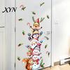DIY Party Wall Murals Christmas Stickers with Snowman Santa Claus Elf Patterns, Peel And Stick Watercolor Cartoon Decals for Windows Glass Doors,