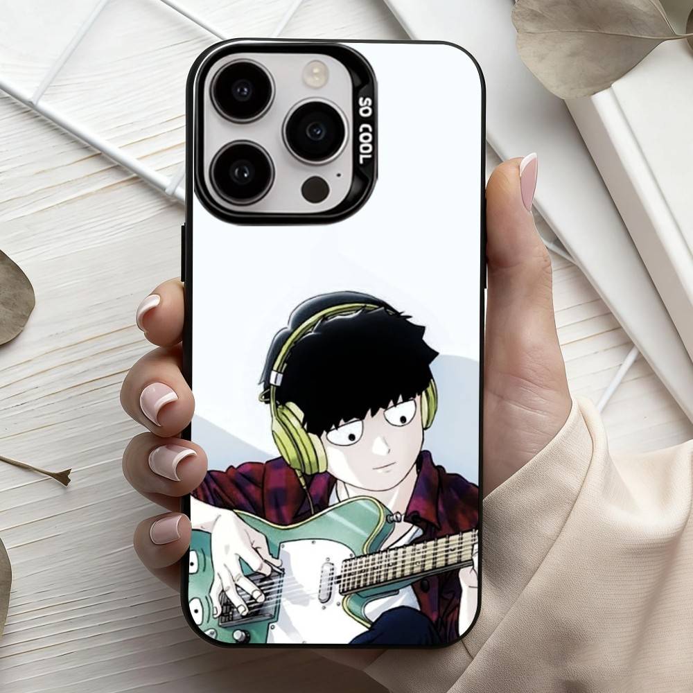 Anime m-Mob p-Psycho-o 100  Phone Case For iPhone17,16,15,14,13,12,11 Plus,Pro Max Black Candy Silver Phone Case