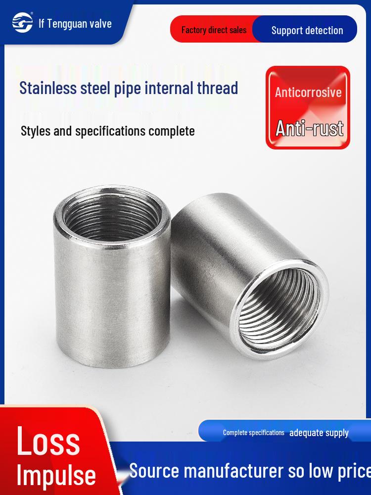 304 Stainless Steel Double Female Thread Pipe Fitting, Internal Thread, 4 to 6 Points, 1 Inch