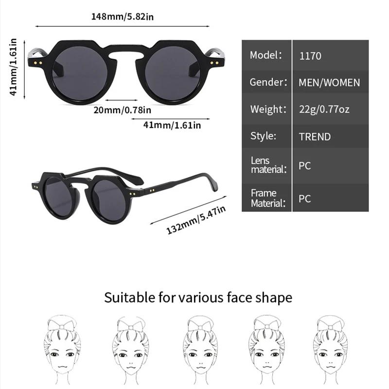 New Round Small Frame Luxury Brand Designer Sunglasses Women For Men Fashion Vintage Popular Sun Glasses Punk Rivet Shades Uv400