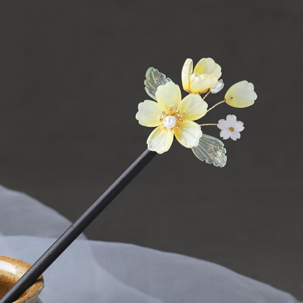 Sandalwood Flower Hairpin Forks Chinese Style Hair Sticks Retro Hanfu Hair Accessories Fairy Cheongsam Hair Bun Jewelry Tiara