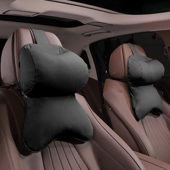 Car Neck Pillow Ergonomic Breathable Car Headrest Neck Cushion with Elastic Strap Adjustable Cervical Support Pillow for Neck Pain Relief