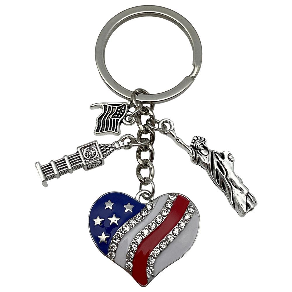 Independence Day Flag Heart & Star Earrings Keychain Pendant