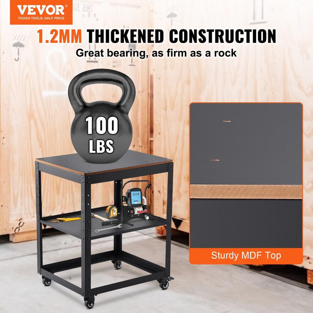 Planer Stand, 100 lbs/ 45 kg heavy loads, Three-Gear Height Adjustable thickness planer table,with 4 Stable Casters & Storage Space, for most planers,