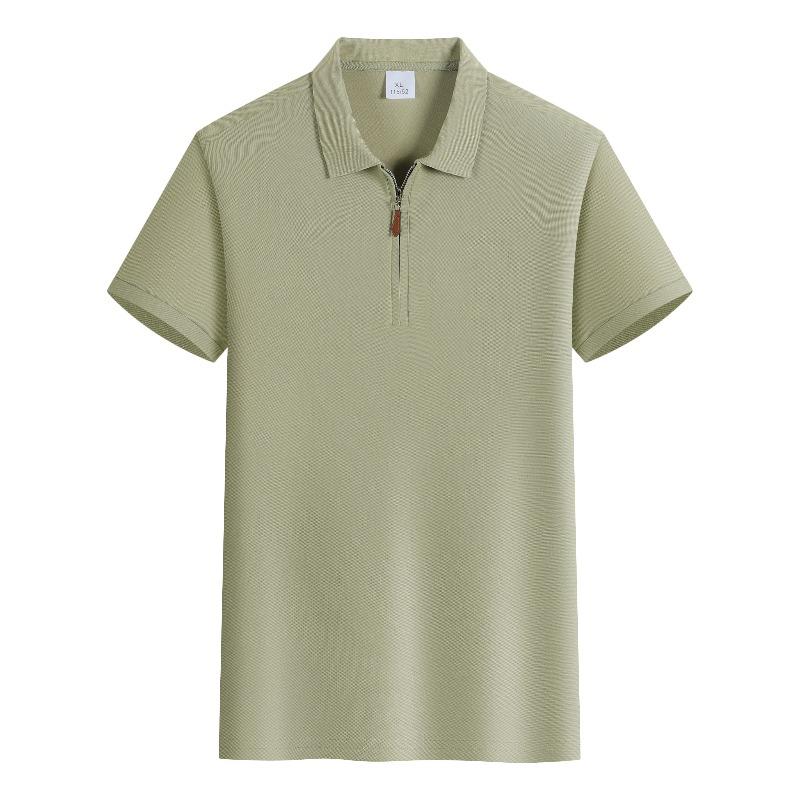 2026 Spring/Summer New Casual Collar Zipper Cotton Polo Neck Men's Business Casual Shirt