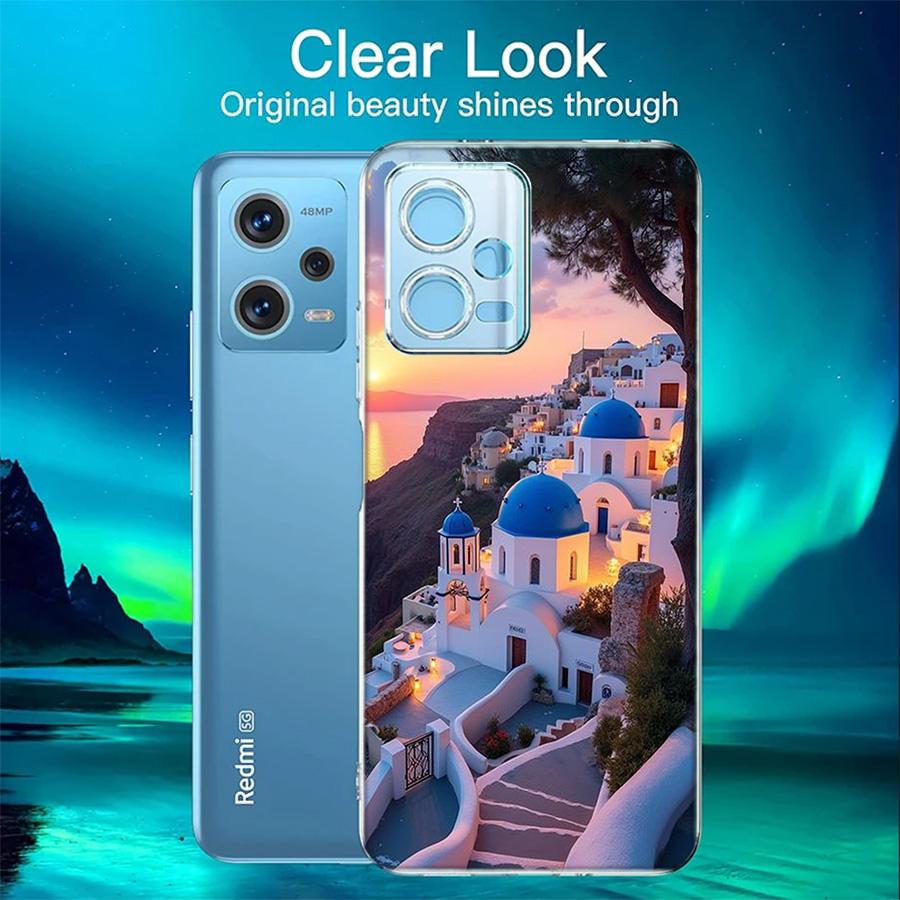 Grekland på sommaren. Santorini Telefonfodral För Redmi 12 13C 12C 15C 9 10 10C Note 13 Pro Plus 14 15 Pro 9T 9C 9A TPU Mjukt Fodral Clea
