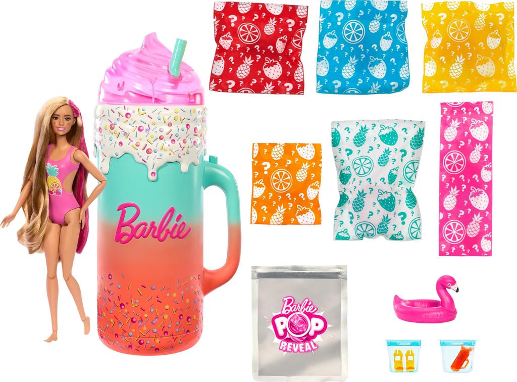 barbie Pop Reveal Doll Accessories Rise Surprise Fruit Series Gift Set with Scented Squishy Scented Moldable and More Over 15 Surprises & & Dolls,