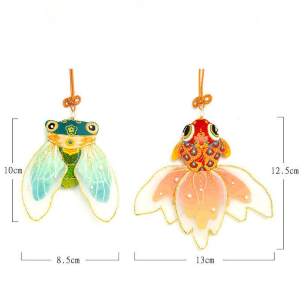 Koi Barış Maskotu, İşlemeli El Yapımı, Kendin Yap Malzeme Paketi, Altın Cırcır Böceği Tütsü Kesesi, El Tipi Kolye, Şanslı Hediye Kesesi