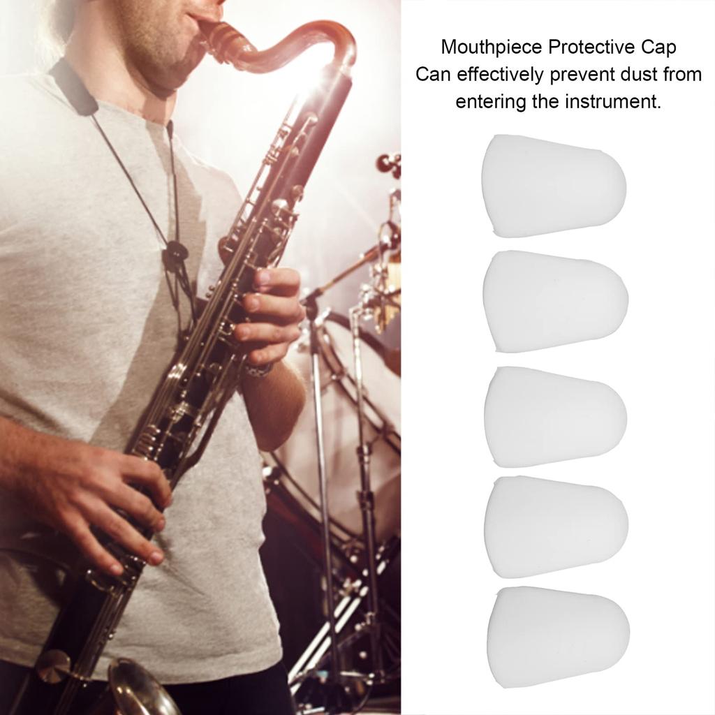 Saxophone cap kit, clarinet silicone mouthpiece cap set, white.