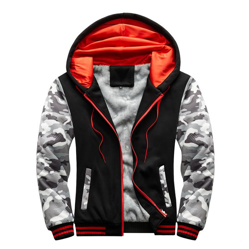 Mens Sweatshirt Hooded Autumn and Winter Men's Baseball Clothing Padded and Thickened Men's Jacket Warmth