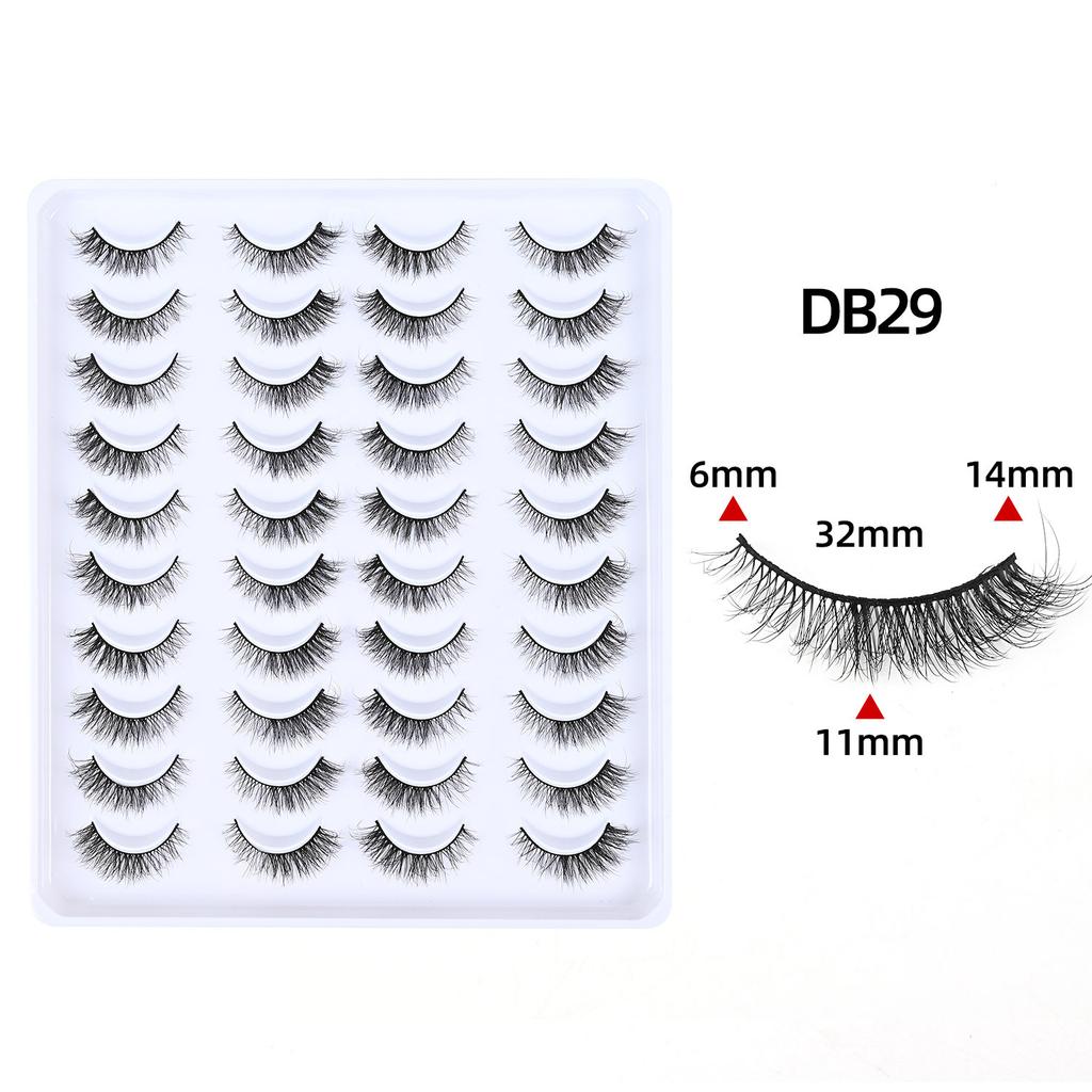 2026 False Eyelashes One Piece Natural Curl Pocket Sweet False Eyelash Tuft Women's Group Short 20 Pairs