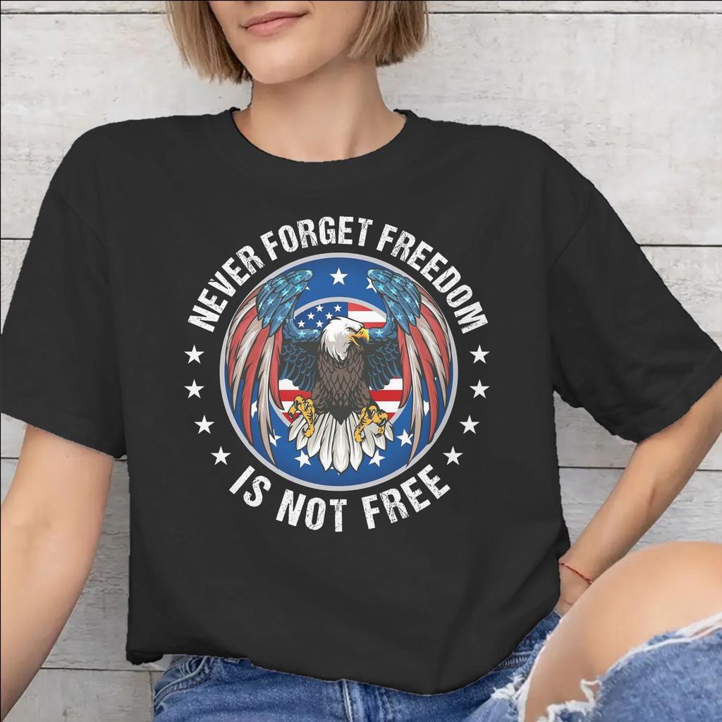 Unisex WoUnisex May We Never Forget Freedom Isnt Free Shirt Pure Cotton Graphic Printing Tee Shirts Clothing Outfits