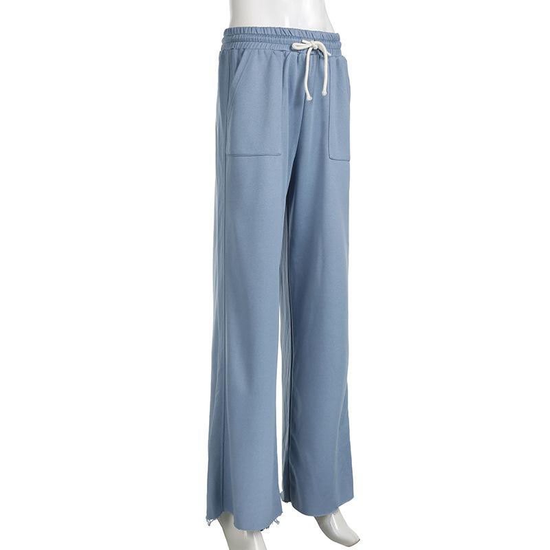 Women's Autumn Loose Solid Color Long Drawstring Elastic Waist Casual Pants