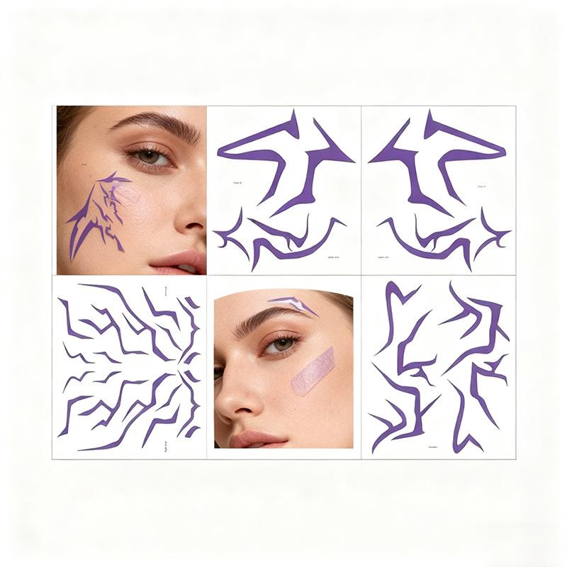 2025 Demon Hunters HUNTRX Rumi Laser Tattoo Stickers Tech Anime Cosplay Stage Lightning Makeup Face Decals Futuristic Reflective