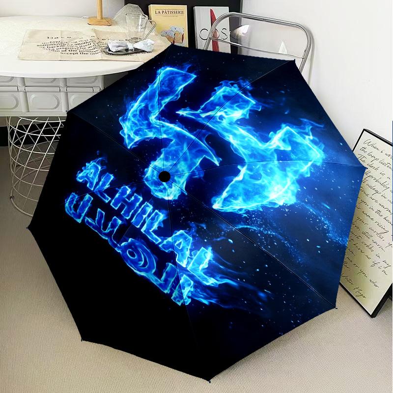 Al Hilal Emblem Design Umbrella Folding umbrella, automatic umbrella 8-Frame for Travel, camping Use Gift for Halloween Christmas